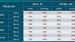 Thời gian hoạt động của thị trường Forex